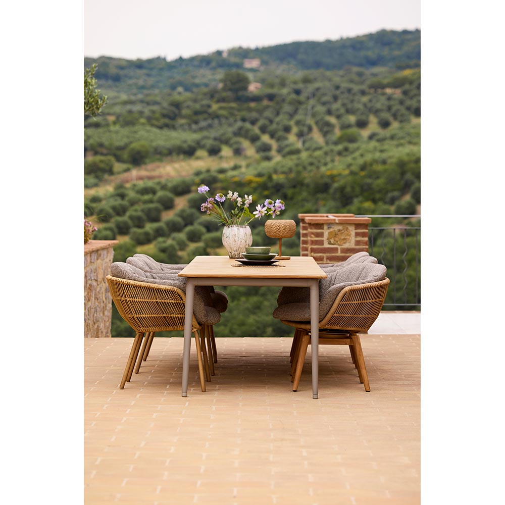 Core Dining Table - Teak Top, Taupe Aluminum Base