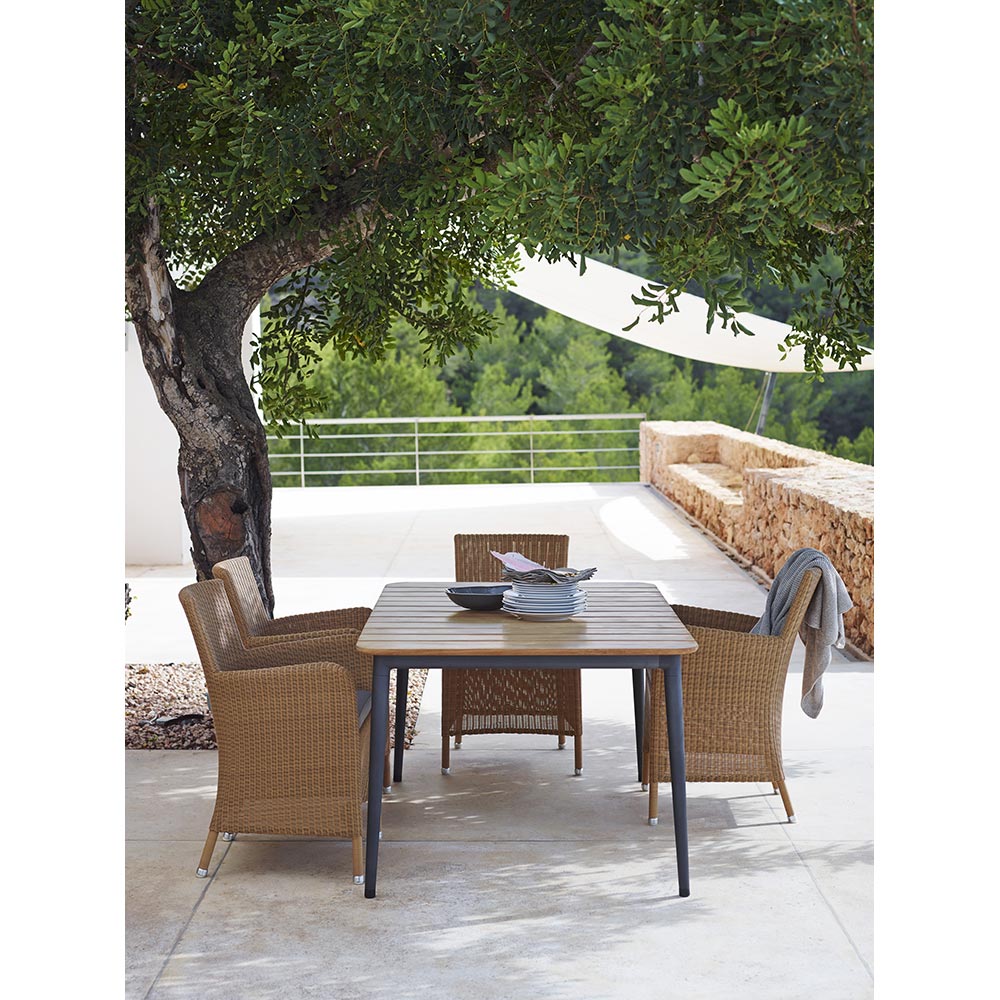 Core Dining Table - Teak Top, Taupe Aluminum Base