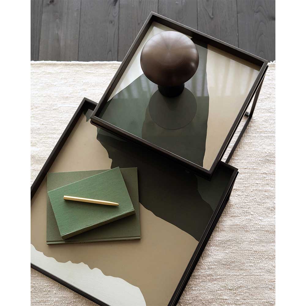Cream Wabi Sabi Glass Tray - Square, Large