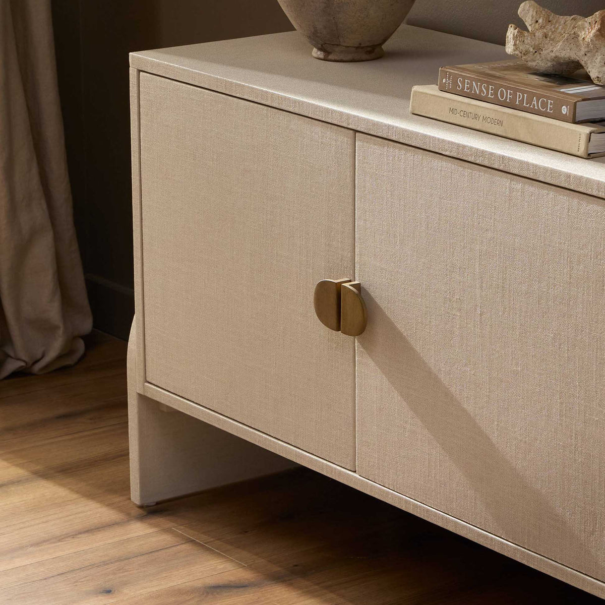 Cressida Media Console - Ivory Painted Linen