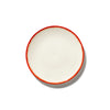 Dé Dessert Plates Variation 2 - Set of 4, Off White and Red