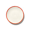 Dé Breakfast Plates Variation 2 - Set of 4, Off White and Red