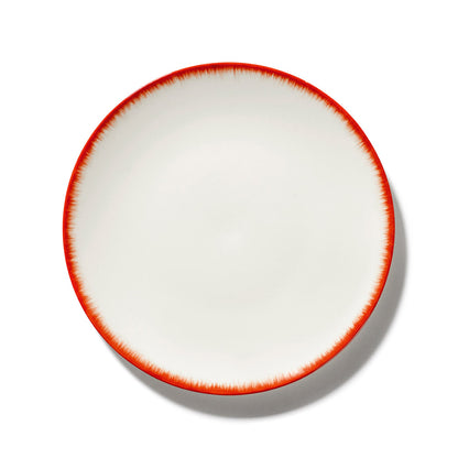 De Set of 4 Plates Variation 2 - Off White &amp; Red, 9.45"W
