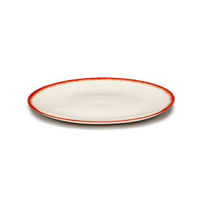 De Set of 4 Plates Variation 2 - Off White &amp; Red, 9.45"W