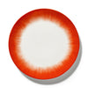 Dé Dinner Plates Variation 5 - Set of 4, Off White and Red
