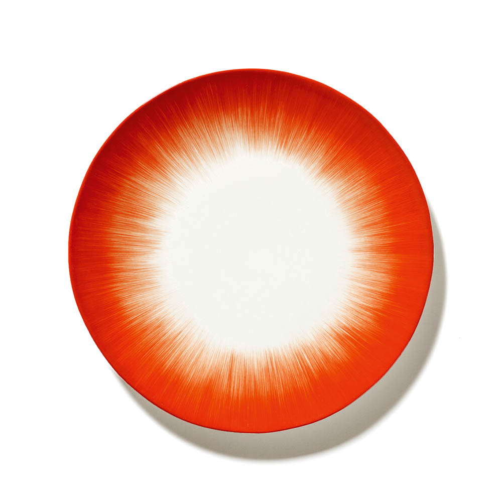De Set of 4 Plates Variation 5 - Off White &amp; Red, 9.45"W