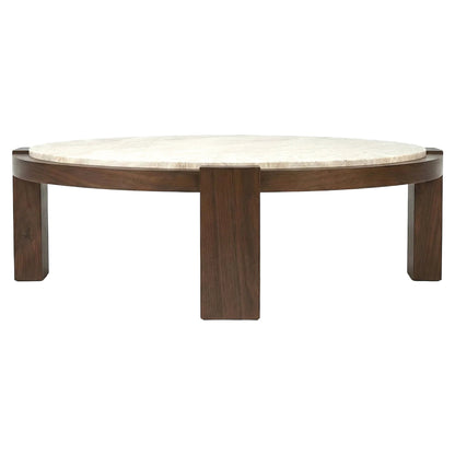 Dean Coffee Table - Travertine, Walnut
