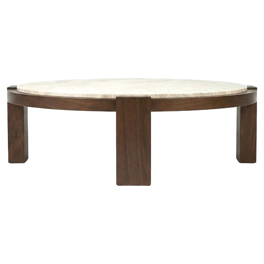 Dean Coffee Table - Travertine, Walnut