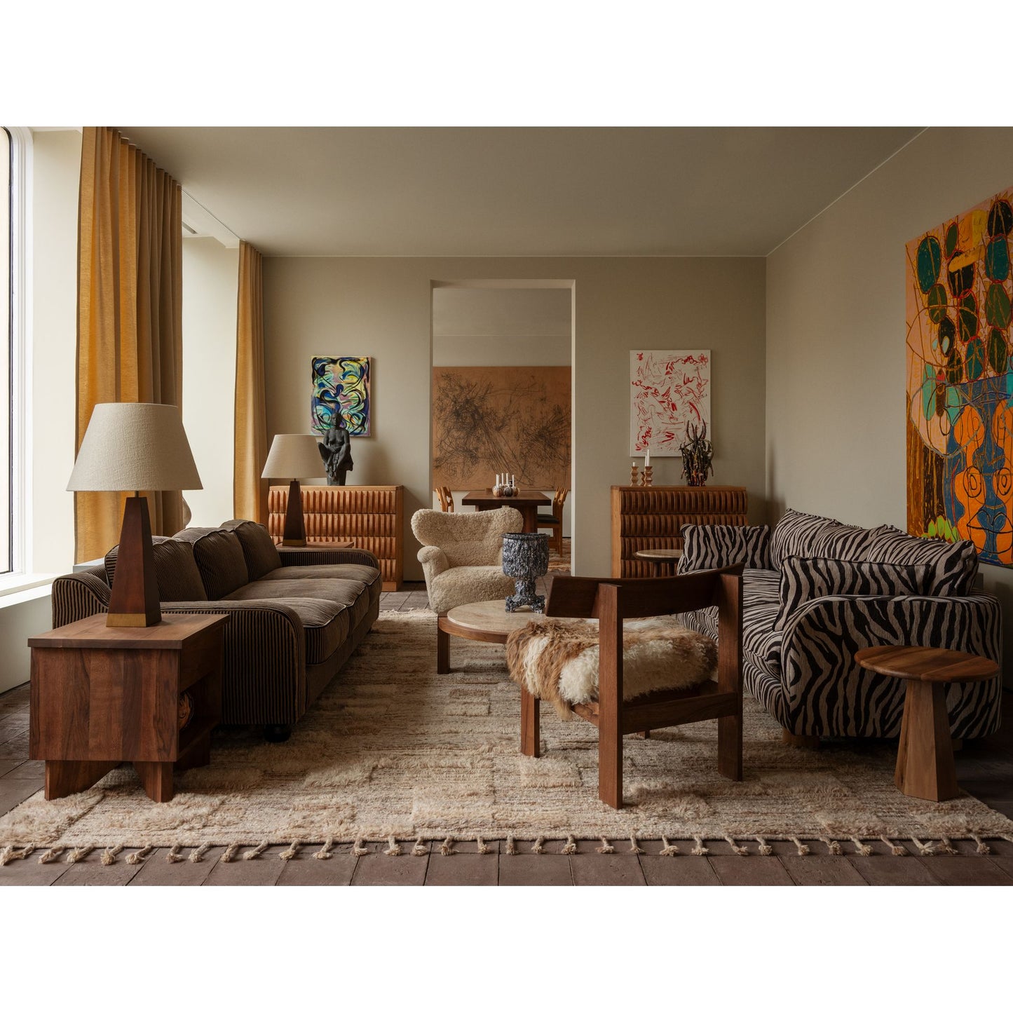 Dean Coffee Table - Travertine, Walnut