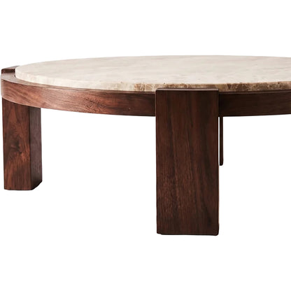 Dean Coffee Table - Travertine, Walnut
