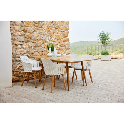 Define Rectangular Dining Table - Teak Geometric Top, Teak Base