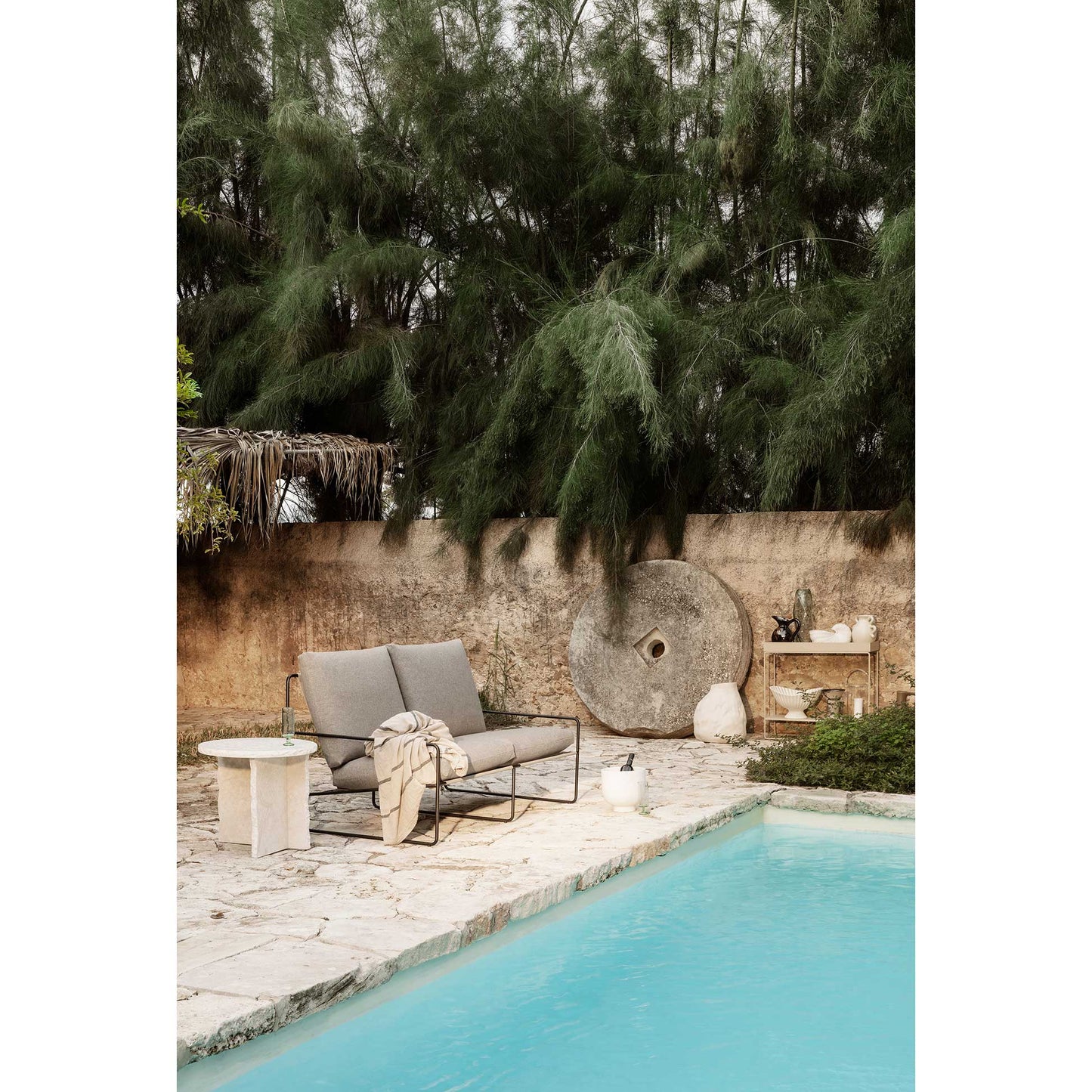 Desert 2-Seater Outdoor Sofa - Dark Sand, Black Frame