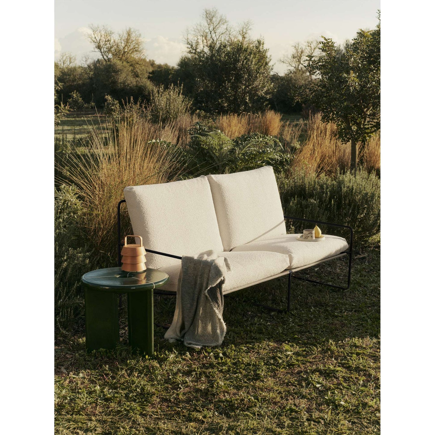 Desert 2-Seater Outdoor Sofa - Off White, Black Frame