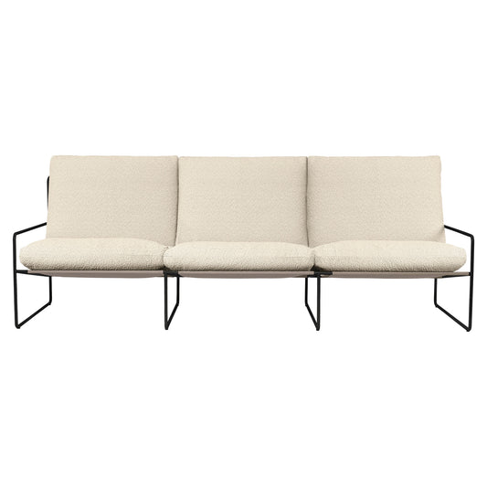 Desert 3-Seater Outdoor Sofa - Off White, Black Frame