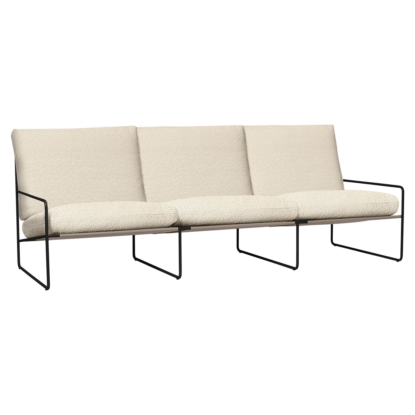 Desert 3-Seater Outdoor Sofa - Off White, Black Frame
