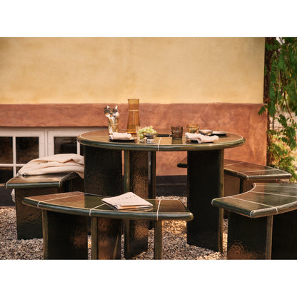 Deya Curved Bench - Dark Green