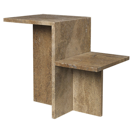 Distinct Side Table - Dark Brown Travertine