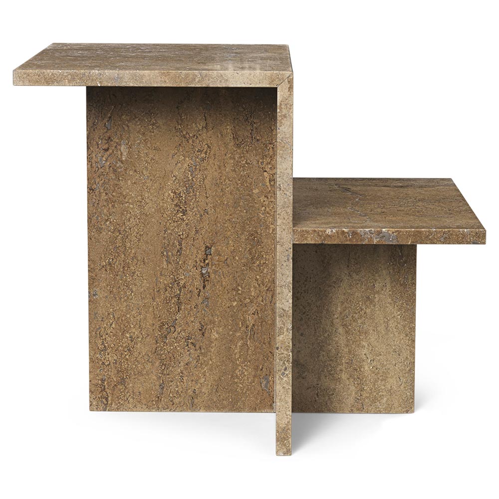Distinct Side Table - Dark Brown Travertine