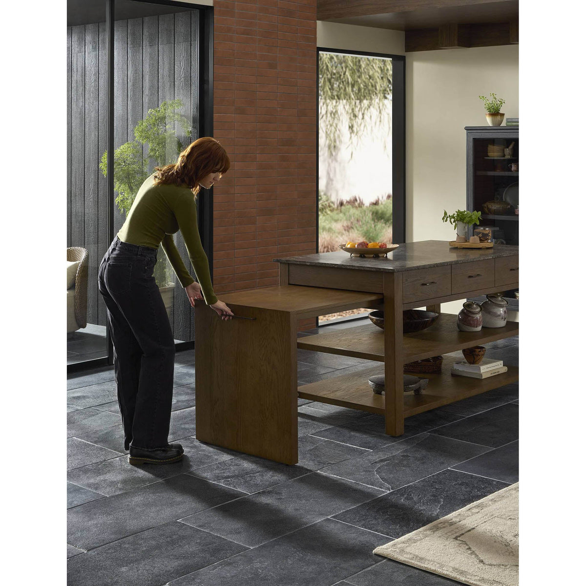 Divina Kitchen Island - Warm Gray Marble