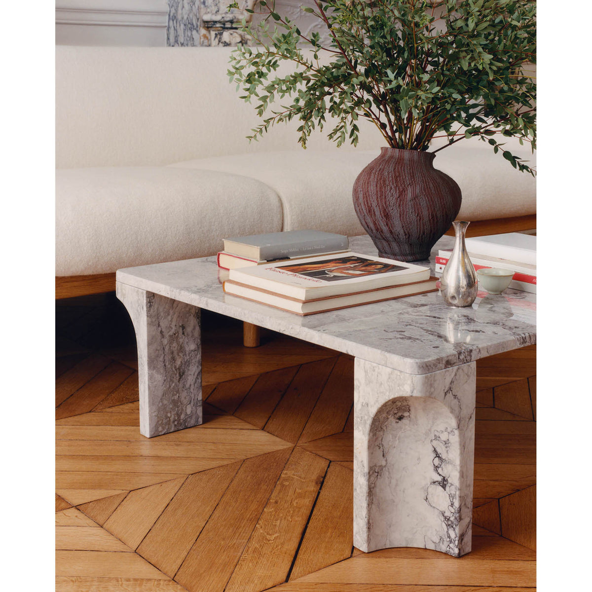 Doric Rectangular Coffee Table - Stormy Gray Marble