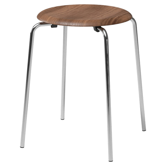 Dot Stool - Walnut, Chrome Base