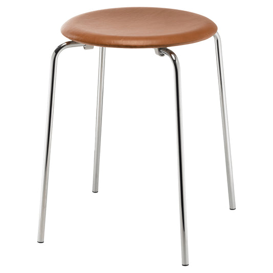 Dot Stool - Walnut Leather, Chrome Base