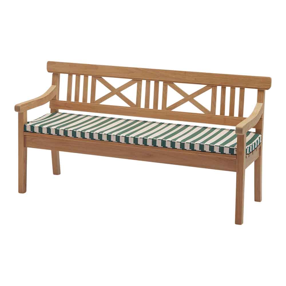 Drachmann Outdoor Bench Cushion - Light Apricot/Dark Green Stripe