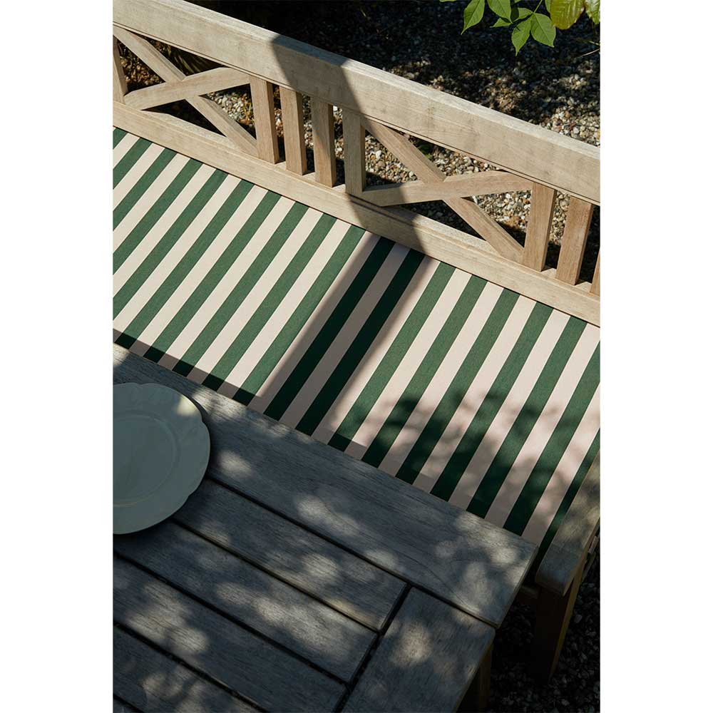 Drachmann Outdoor Bench Cushion - Light Apricot/Dark Green Stripe