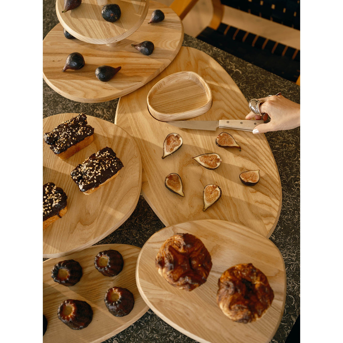 Dune 01 Two Tier Cake Stand - Brown
