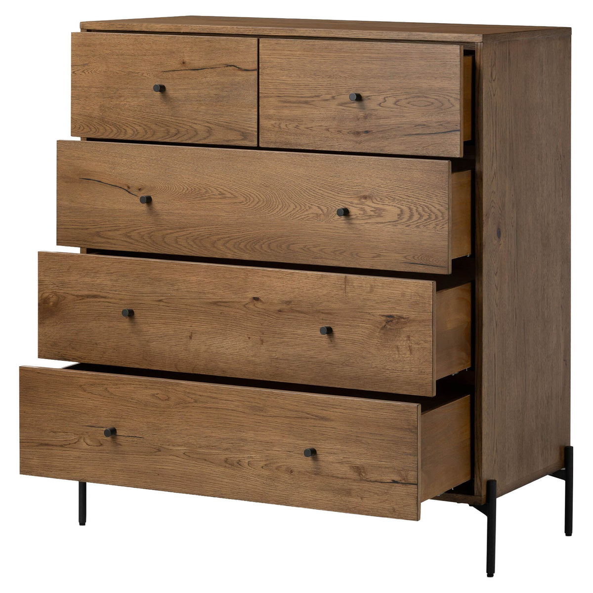 Eaton 5 Drawer Dresser - Amber Oak Resin