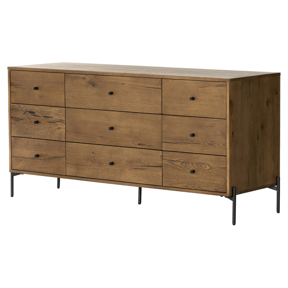 Eaton 9 Drawer Dresser - Amber Oak Resin