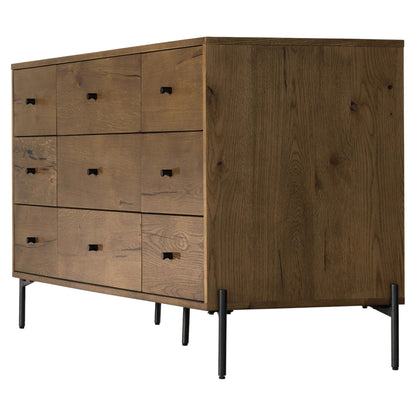 Eaton 9 Drawer Dresser - Amber Oak Resin