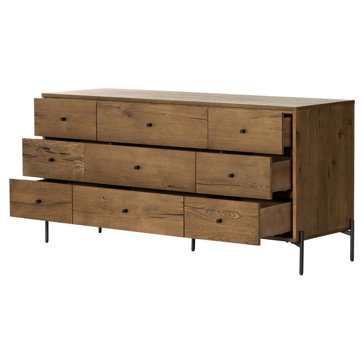 Eaton 9 Drawer Dresser - Amber Oak Resin