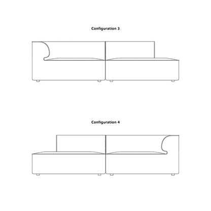 Eave Modular Sectional Sofa - 2 Seater, Configurations 3-4