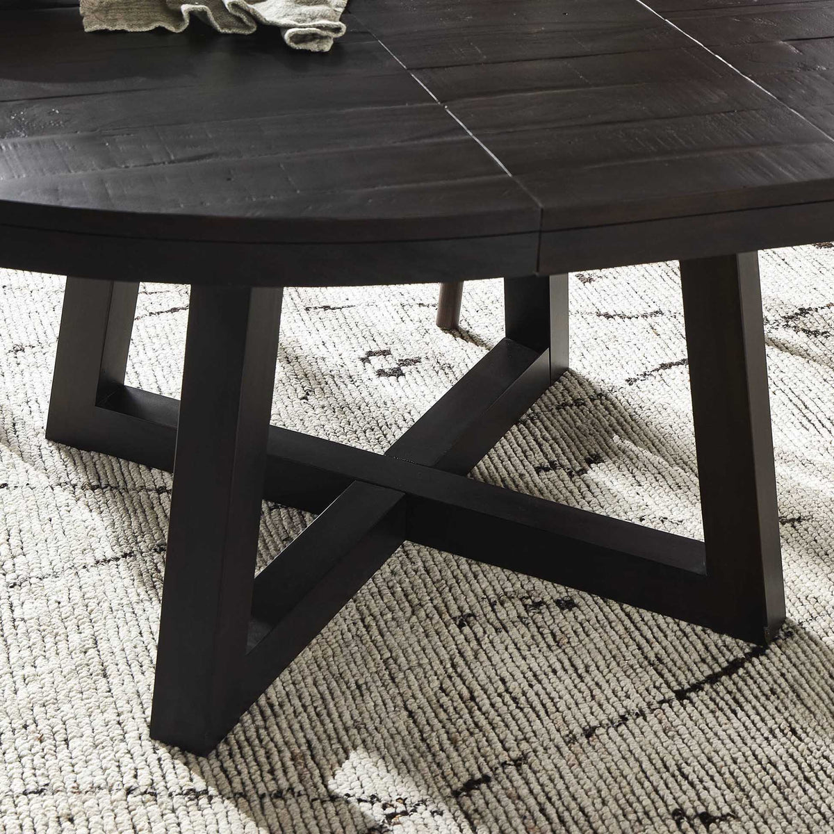 Eberwin Round Ext Dining Table - Dark Carbon
