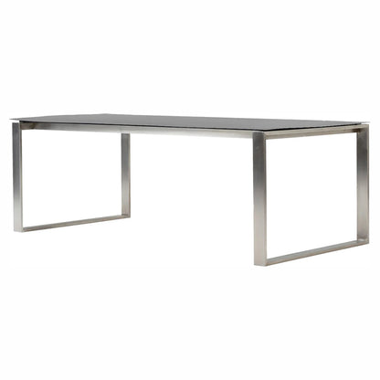 Edge Dining Table With Extensions - Concrete Gray Ceramic Top, Steel Base