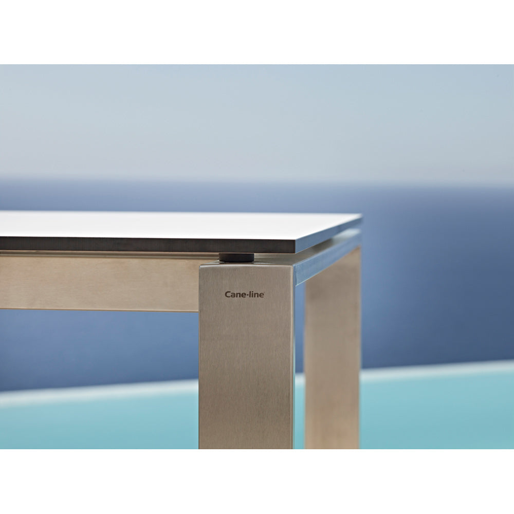 Edge Dining Table With Extensions - Concrete Gray Ceramic Top, Steel Base