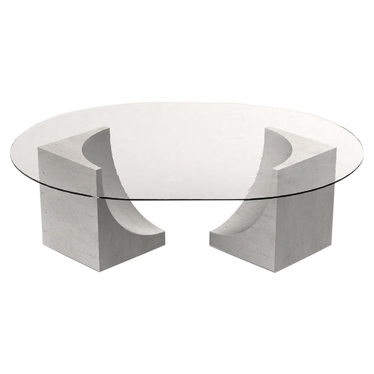 Edge Oval Center Table - Cast Glass Top