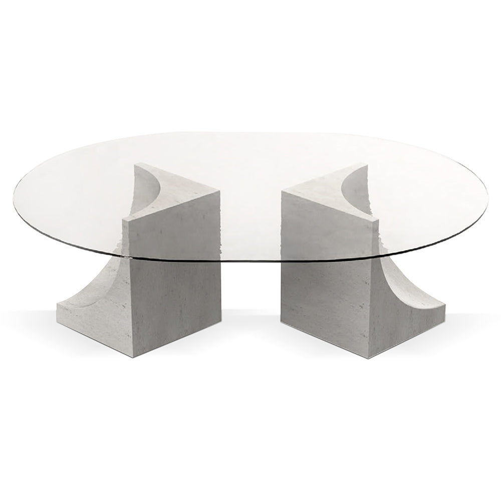 Edge Oval Center Table - Cast Glass Top