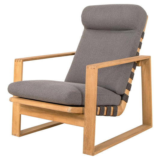 Endless Soft Highback Chair - Gray Cushions, Dark Gray Rope, Teak Frame