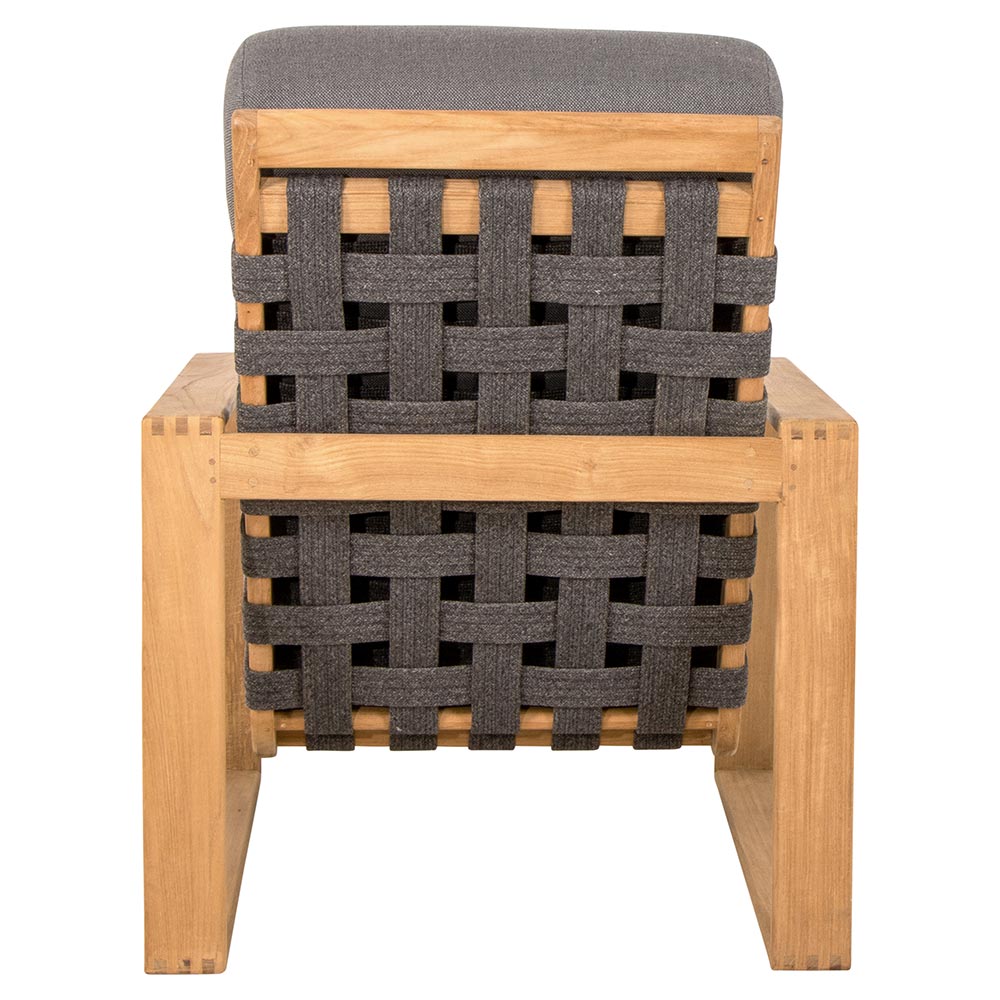 Endless Soft Highback Chair - Gray Cushions, Dark Gray Rope, Teak Frame