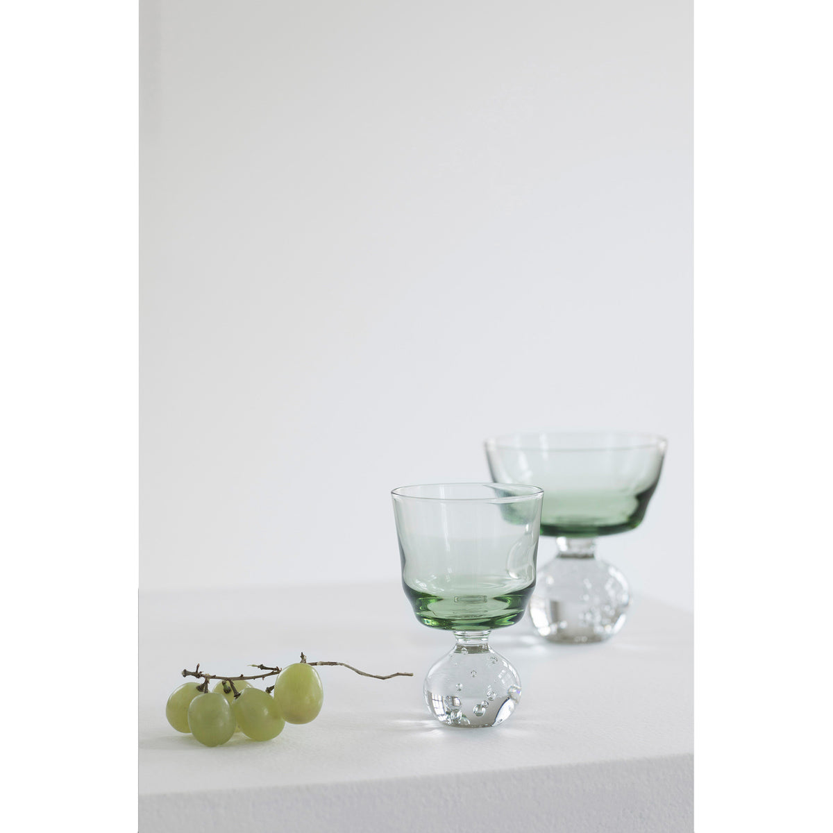 Eternal Snow Stem Glass Set of 6 - Green, Small