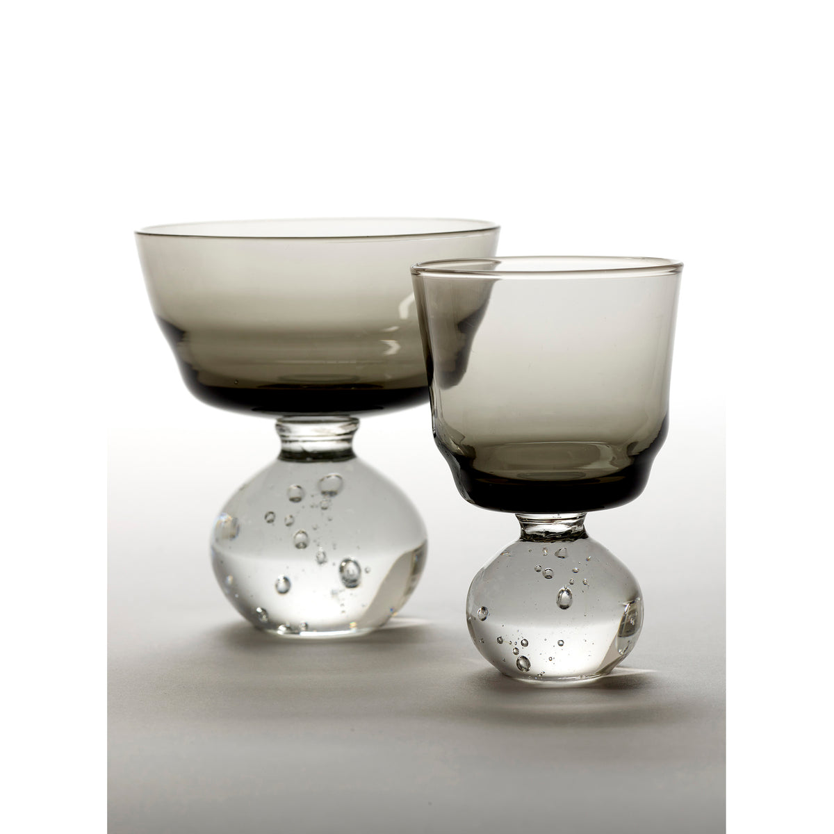 Eternal Snow Stem Glass Set of 6 - Smokey Gray, Medium