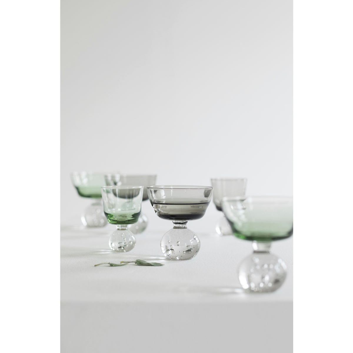 Eternal Snow Stem Glass Set of 6 - Smokey Gray, Medium