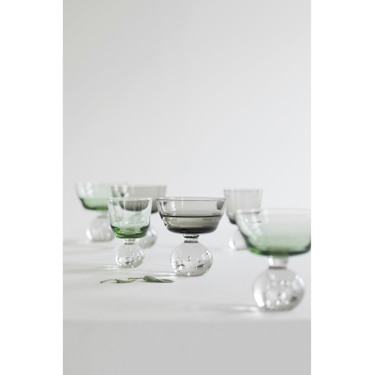 Eternal Snow Stem Glass Set of 6 - Smokey Gray, Small