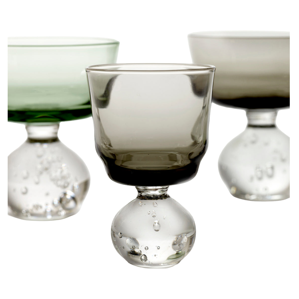 Eternal Snow Stem Glass Set of 6 - Smokey Gray, Small