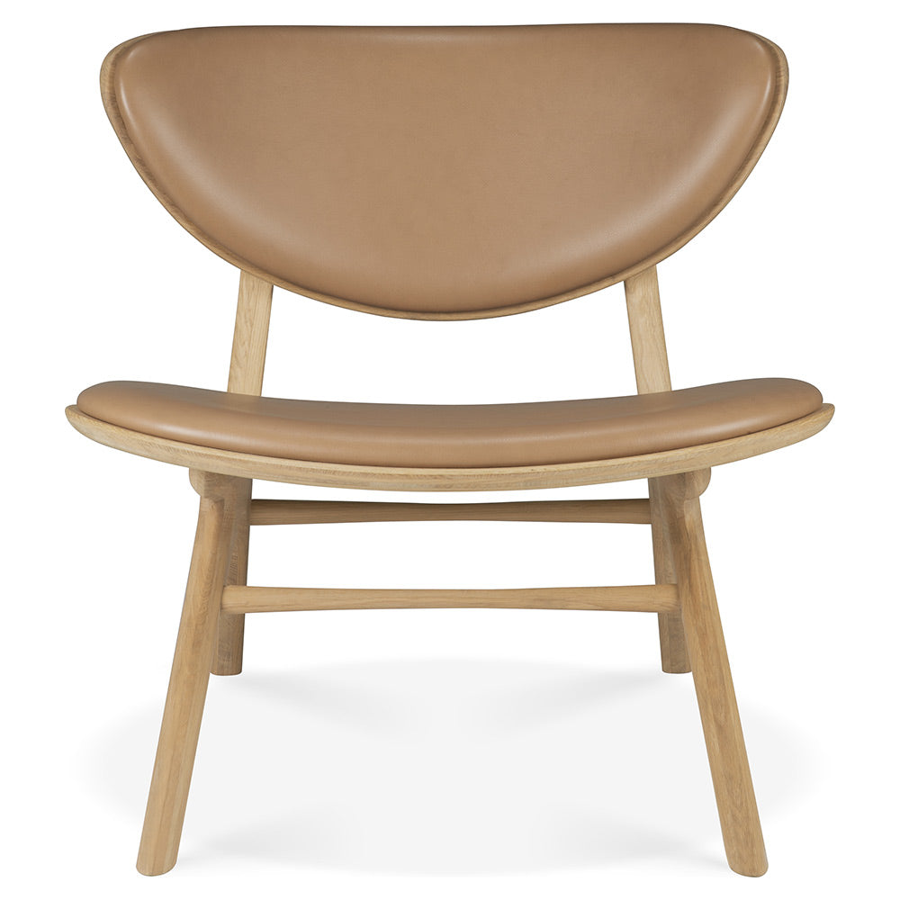 Eye Front Upholstered Lounge Chair - Sienna Leather, Oak