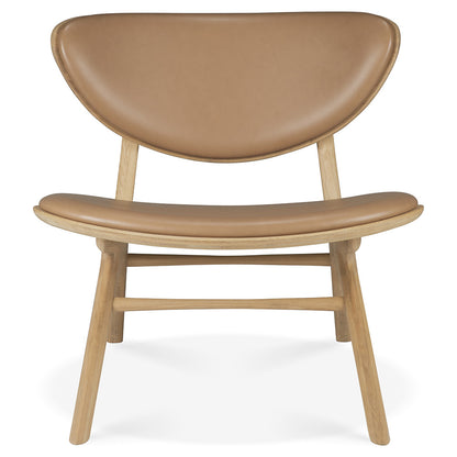 Eye Front Upholstered Lounge Chair - Sienna Leather, Oak