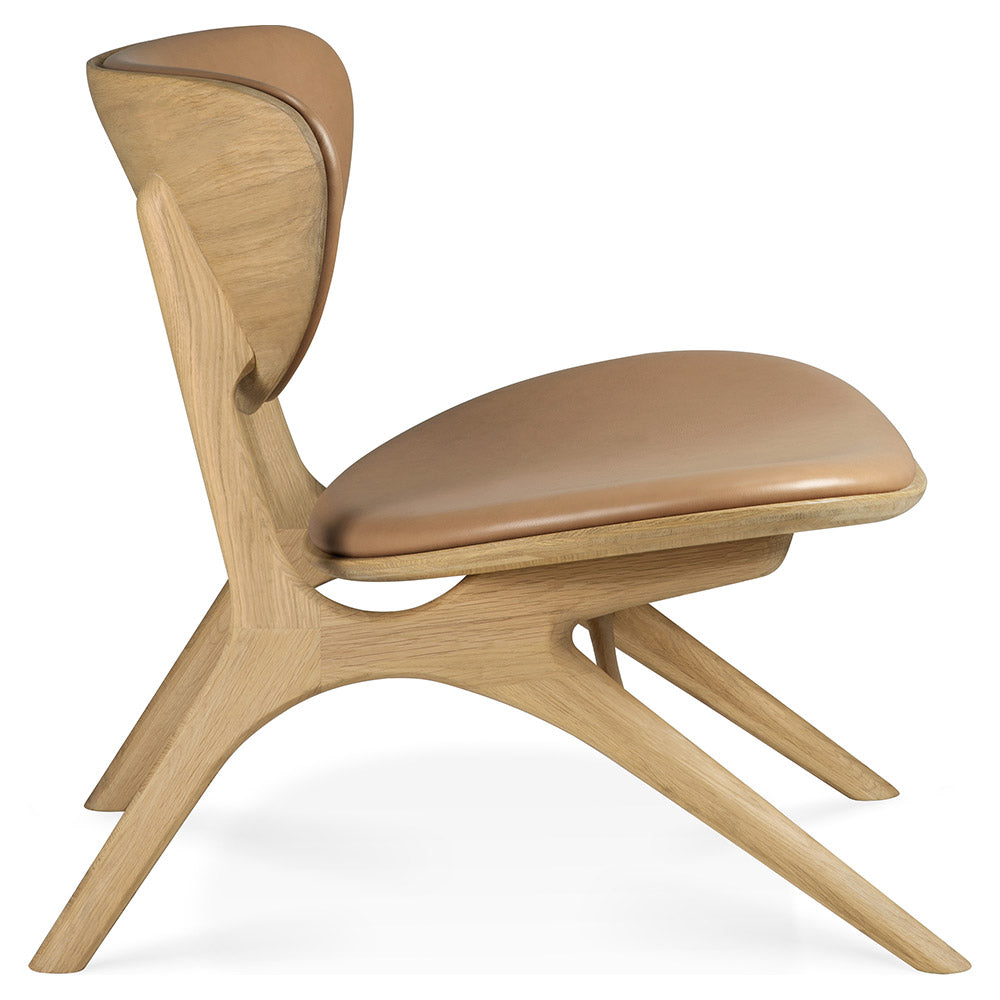Eye Front Upholstered Lounge Chair - Sienna Leather, Oak
