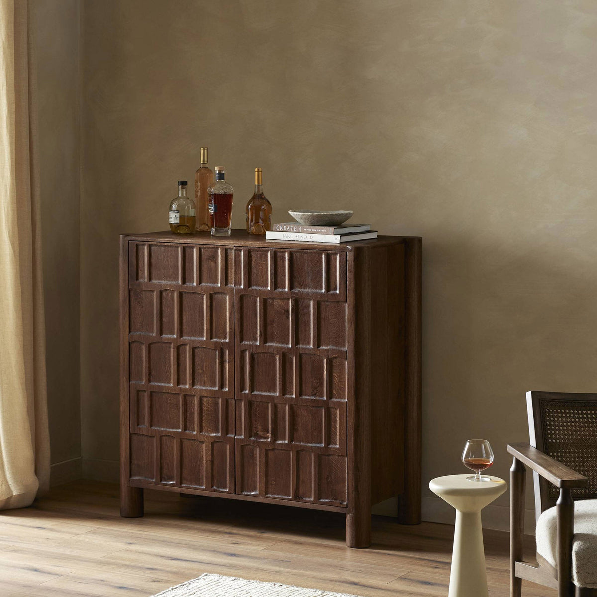 Ezri Bar Cabinet - Cocoa Oak